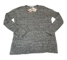 Company Ellen Tracy Womens V Neck Marled Knit Sweater M Pewter Marl NWT
