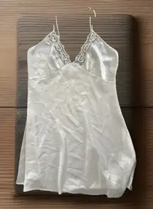 Vtg Val Mode Slip Dress Women M Ivory Silky Lingerie Boudoir Chemise Nightgown