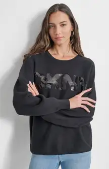 DKNY nwt Black SEQUIN LOGO SWEATER size 2x