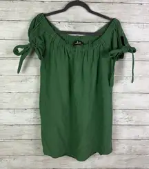 Lulus Al Fresco Evenings Olive Green Off-the-Shoulder Dress Size Large