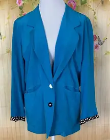 OLEG CASSINI Vintage Blue Silk Blazer