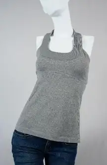 Lululemon Athletic Gray Stripe Racer Back Tank Built In Bra Women Size S