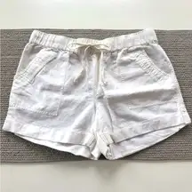 NY & Company White Linen Cotton Drawstring Beach Shorts Size Medium