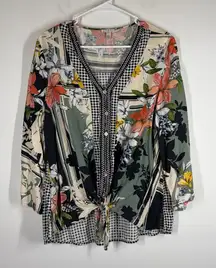 Spense Mixed Print Floral Blouse Size Large