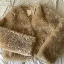 Tan Faux Fur Jacket XS Worn Once