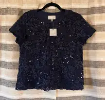 Cupio Blue Sequin Top Size‎ Medium