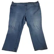 Catherines Timeless Fit Petite 3XWP Blue Denim Elastic Waist Straight Leg Jeans