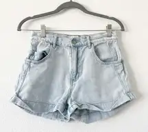 Light Blue Denim High Waist Mom Short