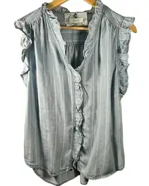 Cupio Ruffled Sleeveless Chambray Top XS‎