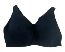 Laudine Hook Eye Front Close Wireless Bra Plus Size 44G Black Back Support