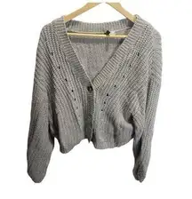 H&M Divided Oversized Cardigan Sweater Knitted Sz S Grey Button front Casual