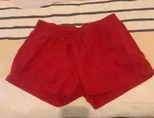 Red  Shorts With Drawstring Waistband