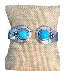 Express Silver Tone Faux Turquoise Hinged Cuff Bracelet Southwestern 6.25" NWT