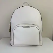 MICHAEL KORS Jaycee Large Backpack Pebbled Cream Leather Zip Multi Pocket Travel