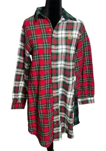 Ralph Lauren LRL Flannel Sleep Shirt Womens Medium Button Up Long Sleeve Plaid