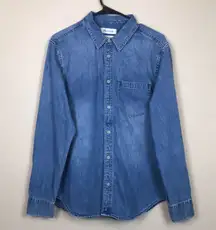 Madewell Women’s Perfect Fit Denim Western Button-Up Long Sleeve Shirt
