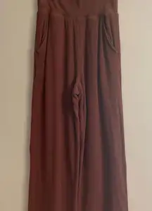 Abercrombie & Fitch Brown Ribbed Wide-Leg Comfy Sweat Pants