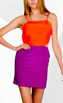 Colorblock Cutout Silk Dress Large NWT