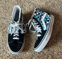 Vans  plaid blue butterfly high top sneakers