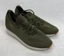 J/Slides Urban Sport Olive Green Knit Sneakers Lace Up Casual Shoes 7W‎