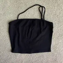Better Be Double Strap One Shoulder Black Crop Tank Top Size M