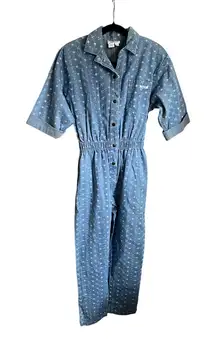 Vintage 80s Ideas Dainty Floral Denim Coveralls Jumpsuit Small Deadstock Granola