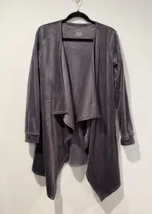 Cuddle Duds Cardigan Women XS Double Plush Velour Open Front Travel Cozy Stretch