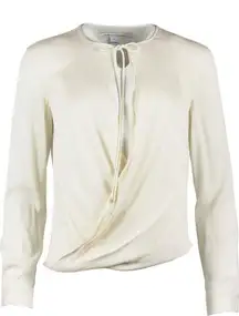 Diane Von‎ Furstenberg silk blend twisted front cream blouse size 8