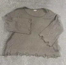 POL gray‎ knit sweater size small distressed light weight casual