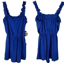 Bebop Romper XS Cobalt Blue Ruffles Pockets New