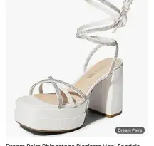 Dream Pairs White Rhinestone Platform Heel Sandals size 6.5 , new