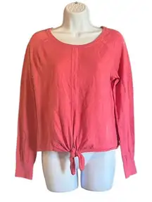 Sanctuary Pink Cotton Blend Front Tie Long Sleeves Sweater Size XS Oversized