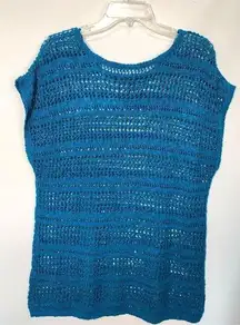 Unbranded Women's Stretchy Crochet Swim Cover-Up Blue Small/Medium