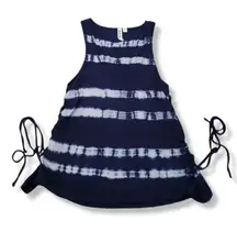 Others Follow Top Size Small Stripe Tye Dyed Tank Top T-Shirt Blue Side Hip Tie