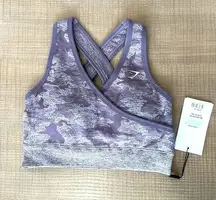 Gymshark NWT  Camo Seamless Sport Bra Lavender Grey