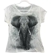 San Diego Zoo Safari Park Elephant Graphic Print White T-Shirt L Short Sleeve