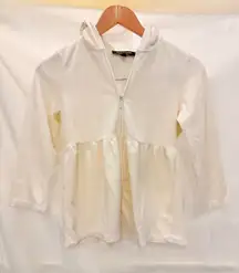 Vintage Juicy Couture White‎ Babydoll Hooded J Zipper Cardigan Small