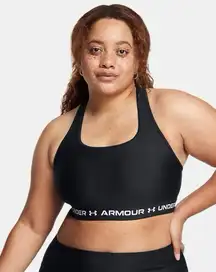 Under Armour Womens NEW Black Mid Crossback Sports Bra Sz‎ 2X Active Compression