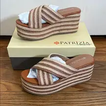 Patrizia by Spring Step Wedge Sandals Rafi Camel size 38 (US 7.5-8) NWT