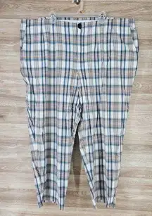 Woman's 24W Elastic Waist Plaid Office Wear Casual Pants