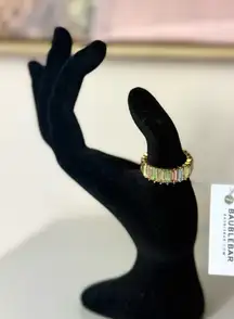 BaubleBar Pastel Multi Color Stones Alidia Rainbow Crystal Baguette Ring Size 8