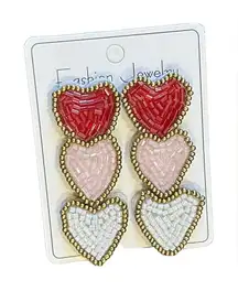3 Heart dangle earrings   New 
♥️ red pink white gold