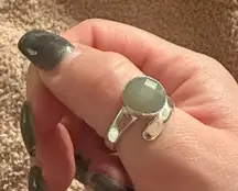 Elegant Silver Ring with Green Stone