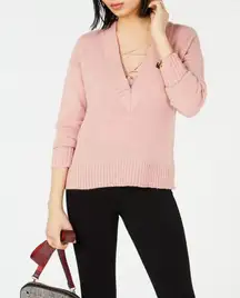 BAR III Deco Mauve Deep V-neck Sweater, NWT Small