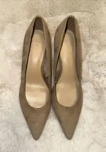 H M Women Heels 9 Tan Suede Slip On Pointed Toe Classic Stiletto Pumps Shoes