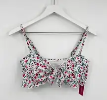 Xhilaration Floral Ruffle Coquette Bikini Top Size Large