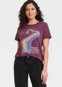 Women’s T-Shirt Top Dark Side of the Moon Band Tee Maroon Size XS