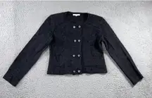 Cabi 100% Wool Cardigan Sweater Women Medium Double Breasted Charcoal Gray