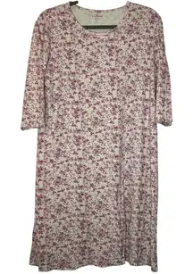LL Bean Women's Size Med Floral Supima Cotton 3/4 Sleeve Soft Nightgown
