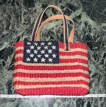 American Flag 🇺🇸 USA Natural Straw Bag